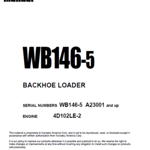 Komatsu WB146-5 Backhoe Loader Service Manual